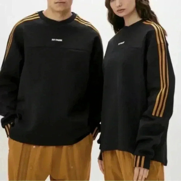 Adidas x Ivy Park casual crew nck black trendy oversized long sleeve sweater 2XS - Picture 1 of 4